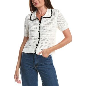 Cece Womens  Collar Cardigan, White